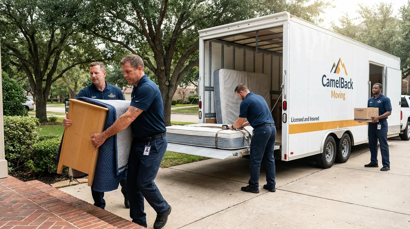 Crew loading residential truck for cross-state move from Youngsville, PA
