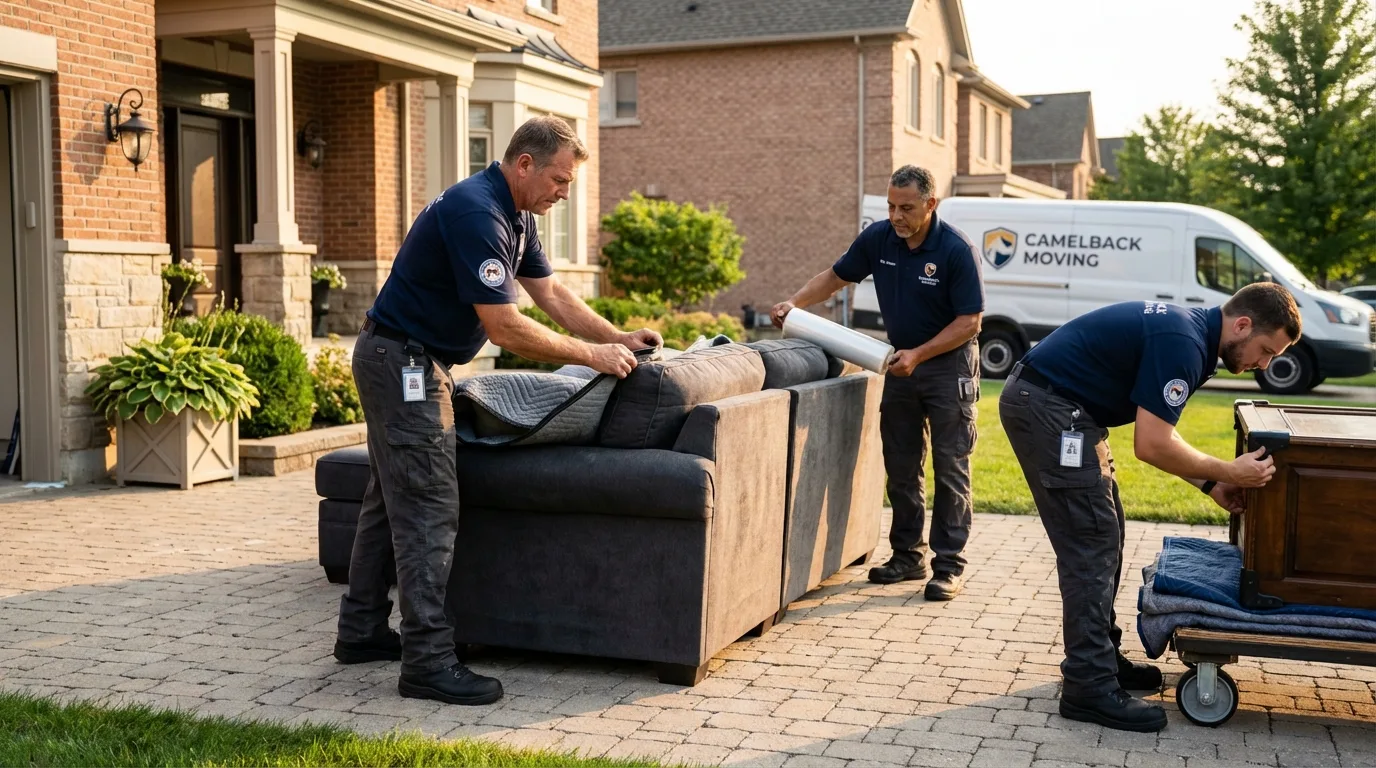 Large estate moving crew wrapping furniture in Youngsville, PA