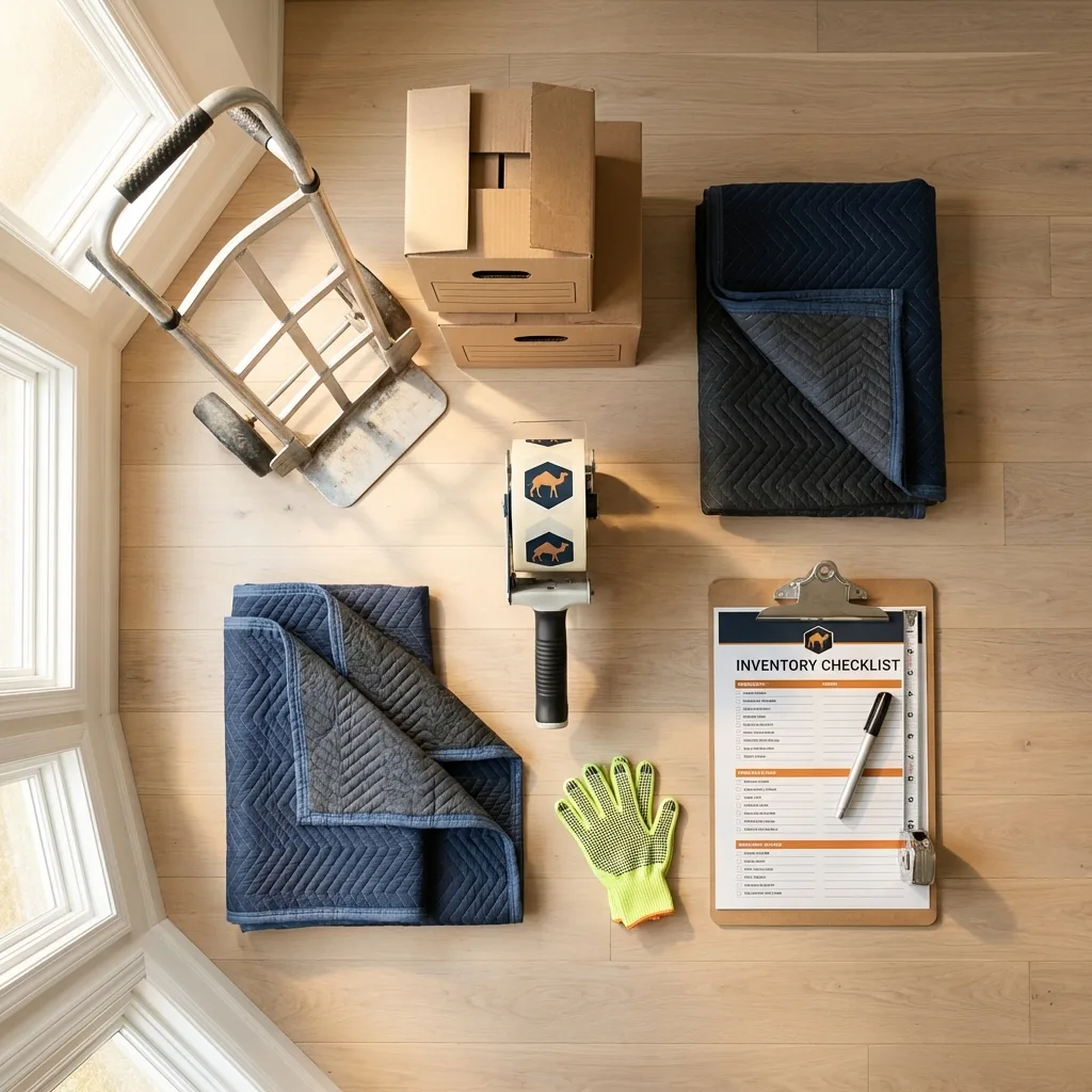 Professional moving supplies and packing materials layout for Youngsville residential relocations
